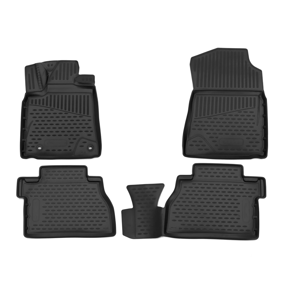 Toyota Tundra Floor Mats - Front + Rear - Omac - Rubber TPE - Black - 2014-2021